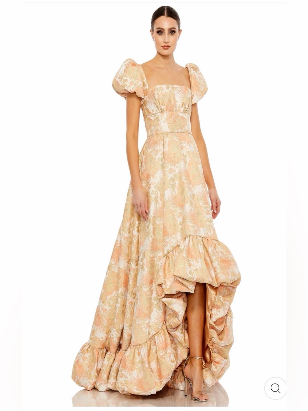 Mac Duggal NWT Women's Floral Brocade Maxi Sz 14 68276 Peach Pink Dress